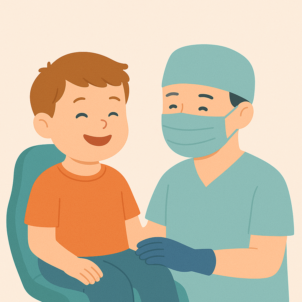 Çocuklarda sedasyonla diş tedavisinin nasıl yapıldığını anlatan görsel