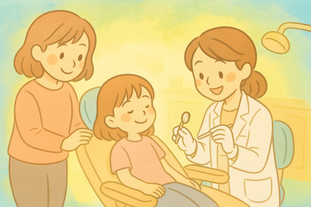 Ankara’da çocuk diş hekimi ile diş tedavisi gören kız çocuğu