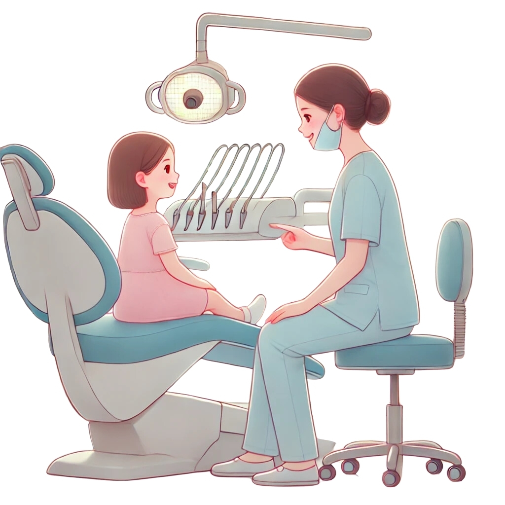 Çocuklarda Çekmeden Kırık Diş Tedavisi Çekmeden kırık diş tedavisi sırasında bir çocuk ve diş hekimi. Çocuk diş kliniği, nazik tedavi, güvenli ortam.