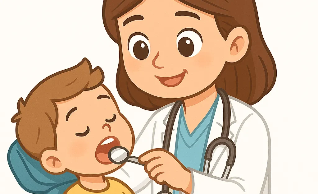 Çocuklarda diş çürüğünü gösteren pedodonti temalı anime çizimi. Çürük oluşumu, erken belirtiler ve çocuk diş sağlığıyla ilgili bilgilendirici görsel.