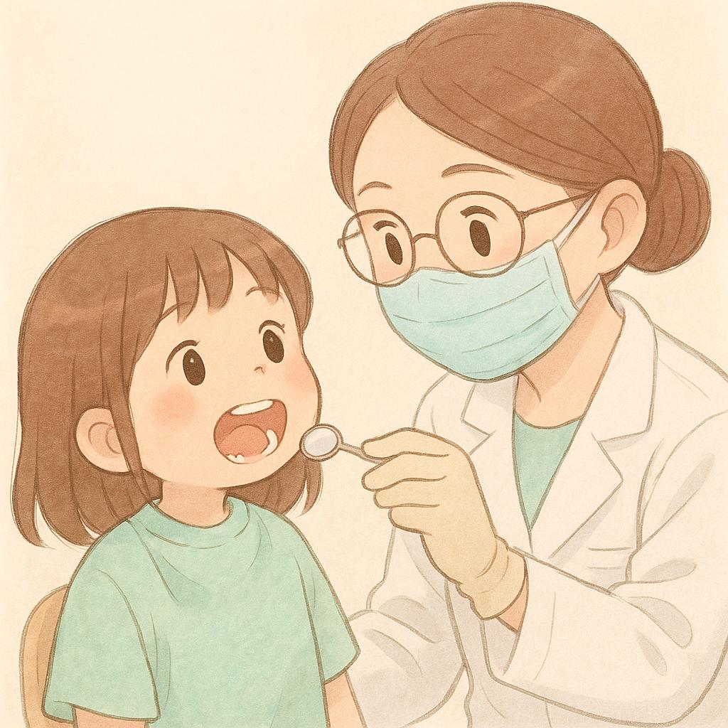 Süt dişi düşmeden kalıcı diş çıkan çocuk diş kontrolünde