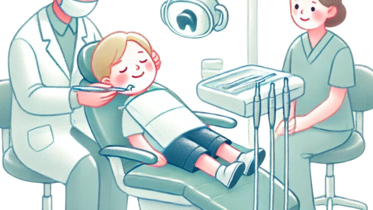 Uyutarak diş tedavisi yapılan bir çocuk için hazırlık sürecini gösteren bir görsel.